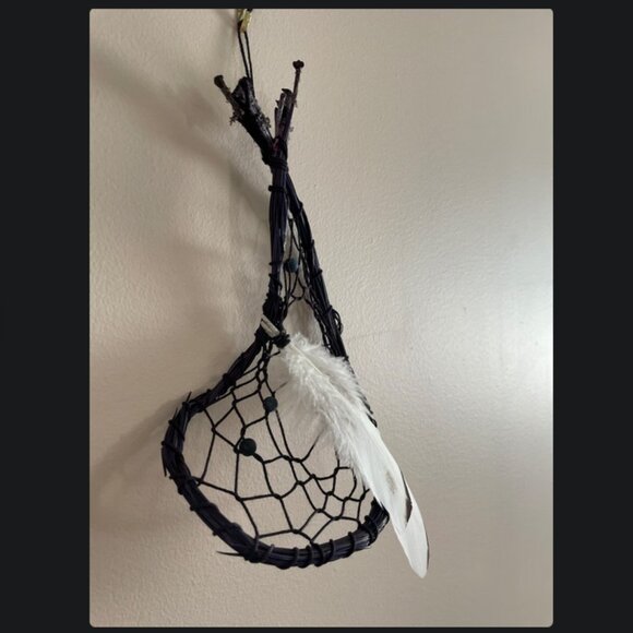 Purple Pine Needle Dreamcatcher - Protection - Turkey Feathers - Black Agate - Picture 2 of 6